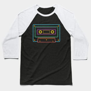 80s Retro Neon Sign Vintage Cassette Baseball T-Shirt